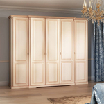Шкаф 5-ти дв. для платья и белья с зеркалами Joconda крем