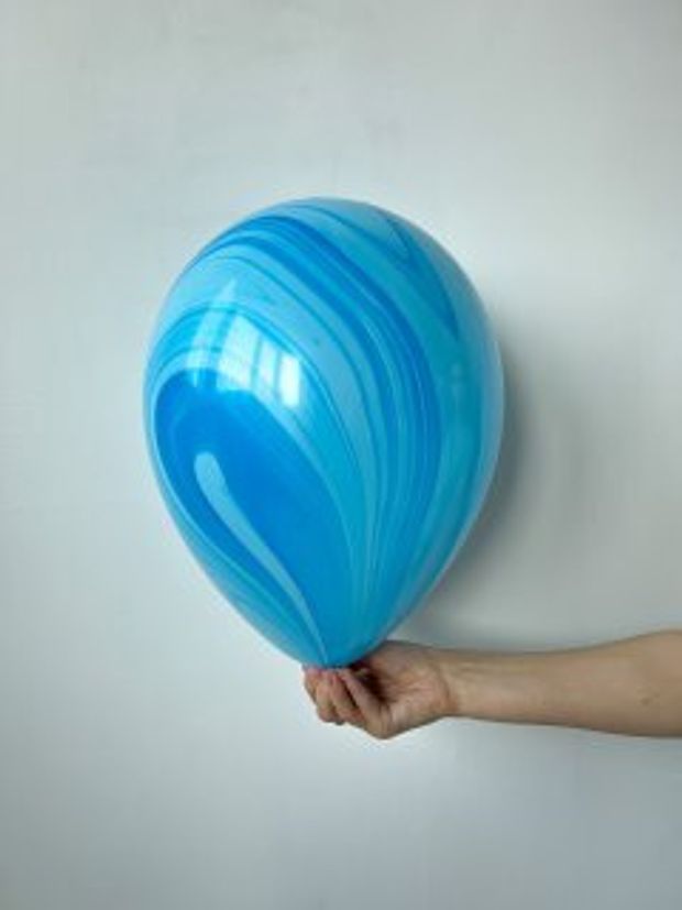 Q Шар 11" / 24 см, супер агат голубой Blue (БГ-16)