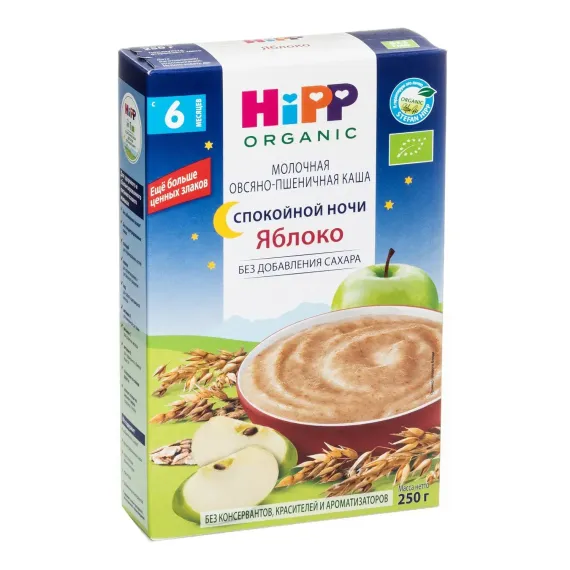 Каша Hipp молочная овсяно-пшеничная яблоко Спокойной ночи 250г