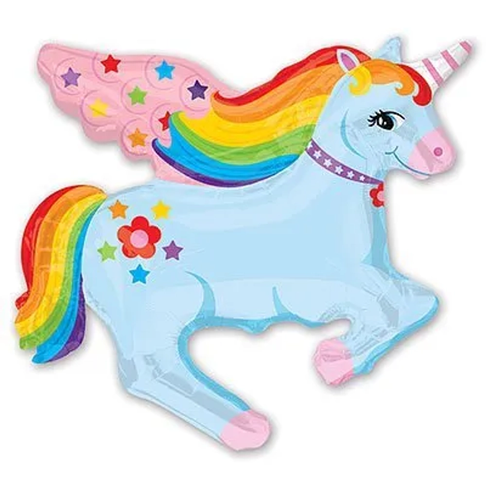 Шар фольга Фигура Пони Единорог Радуга 84х56см с гелием