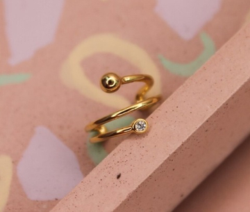 Кафф золото спираль с камнем