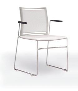 Web стул на полозьях с подлокотниками и спинкой-сеткой