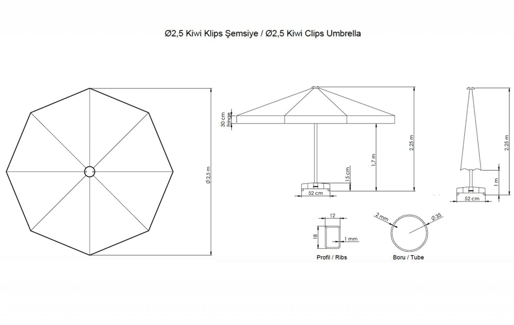 Зонт профессиональный Kiwi Clips, бежевый