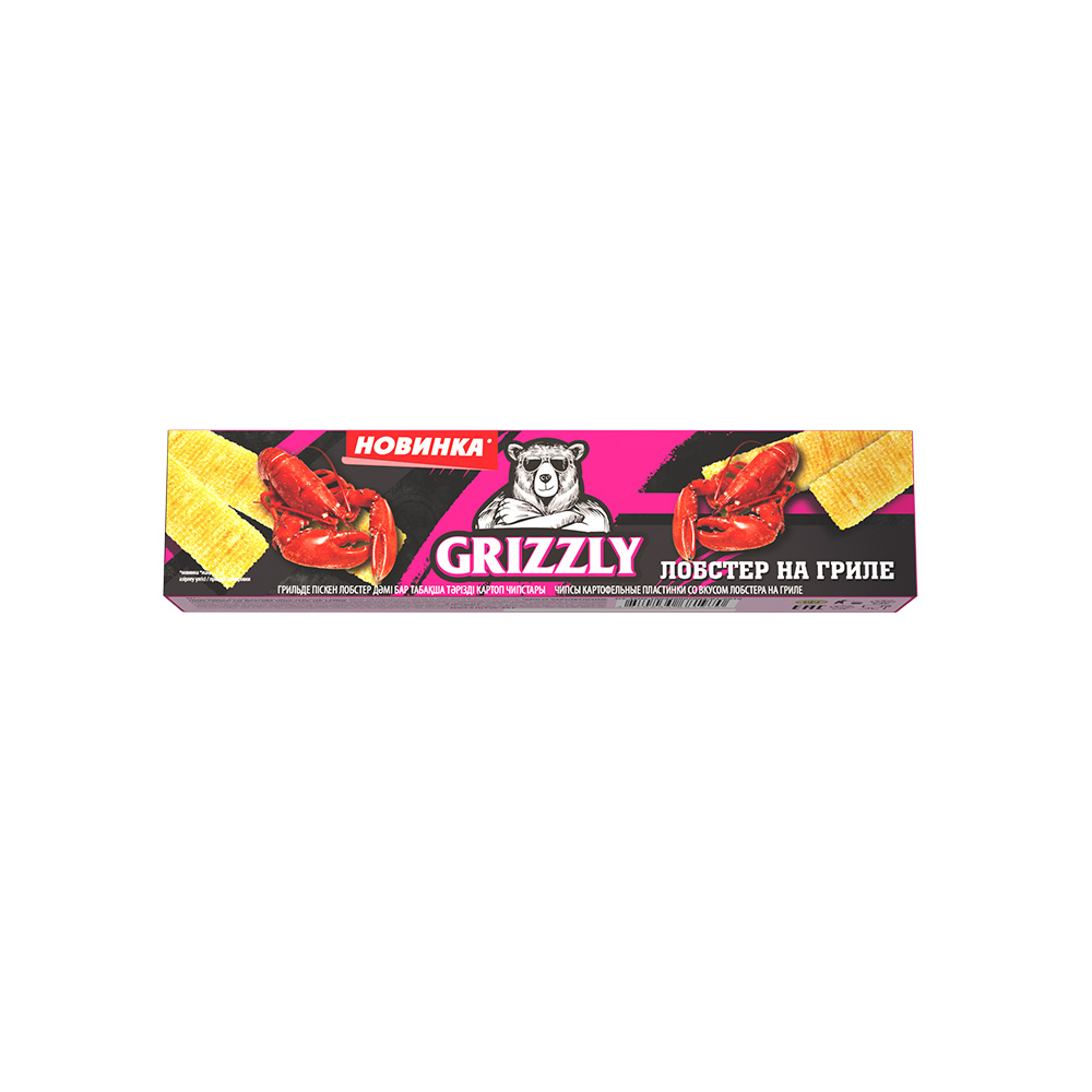 Чипсы GRIZZLY пластинки вкус лобстер на гриле 45 гр