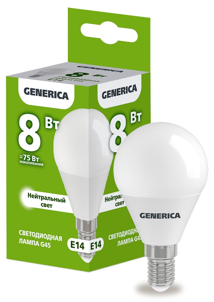 Лампочка светодиодная 8Вт Е14 4000K шарик IEK GENERICA