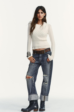 ZARA КОМБИНИРОВАННЫЙ ЖИЛЕТ, ЭКРЮ