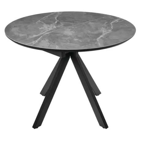 Стол Bradex Home Rudolf круглый раскладной 100-130x100x75см, серый керамогранит, черный