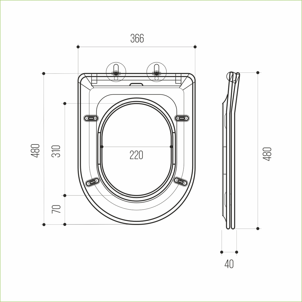 Унитаз подвесной безободковый WAVE LARA сид. дюропласт, м/л, быстр, БЕЛЫЙ глянец (XL)