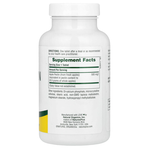 NaturesPlus, яблочный пектин, 500 мг, 180 таблеток