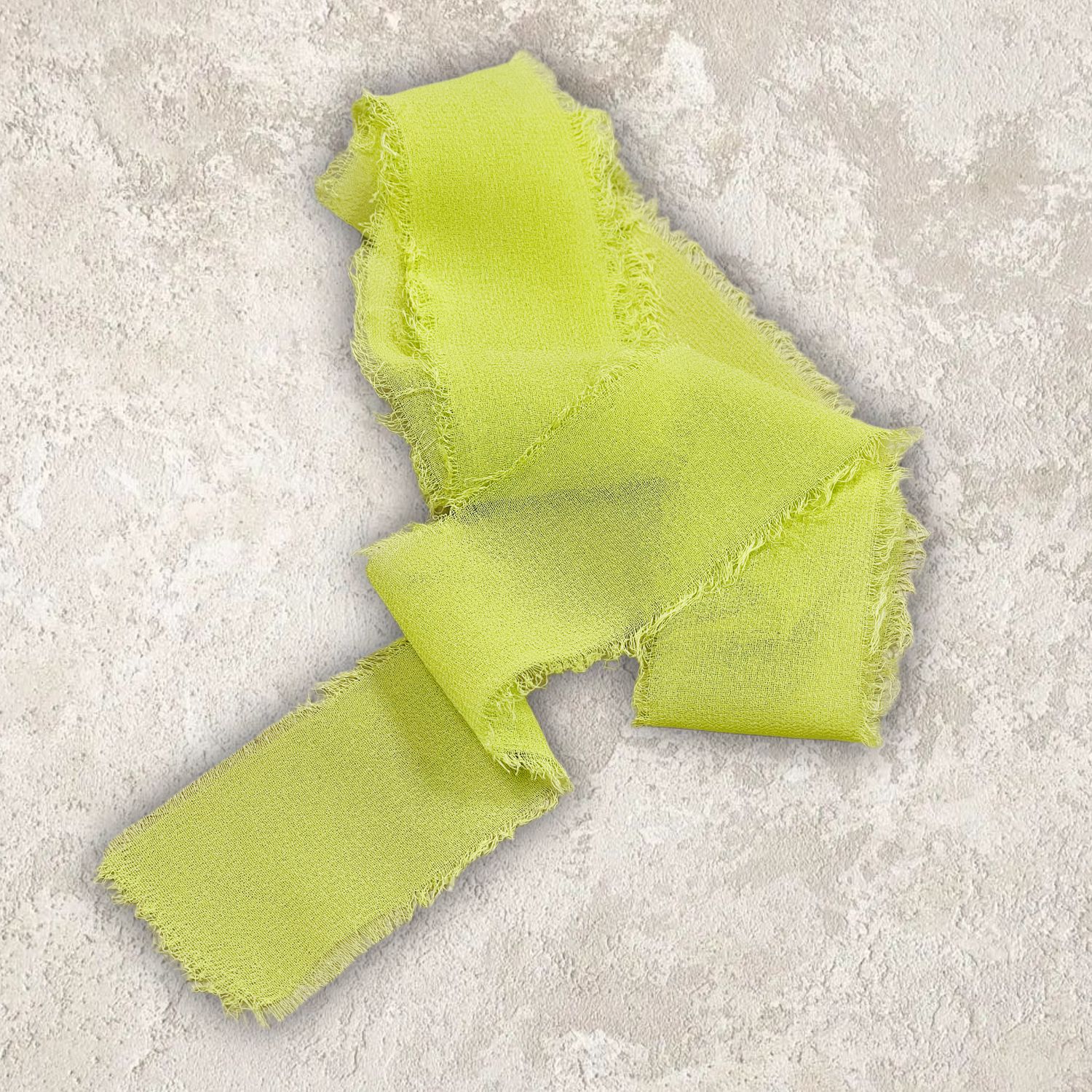 Шифоновая , шебби лента , 4см ширина , цвет желто-зеленый, 1м