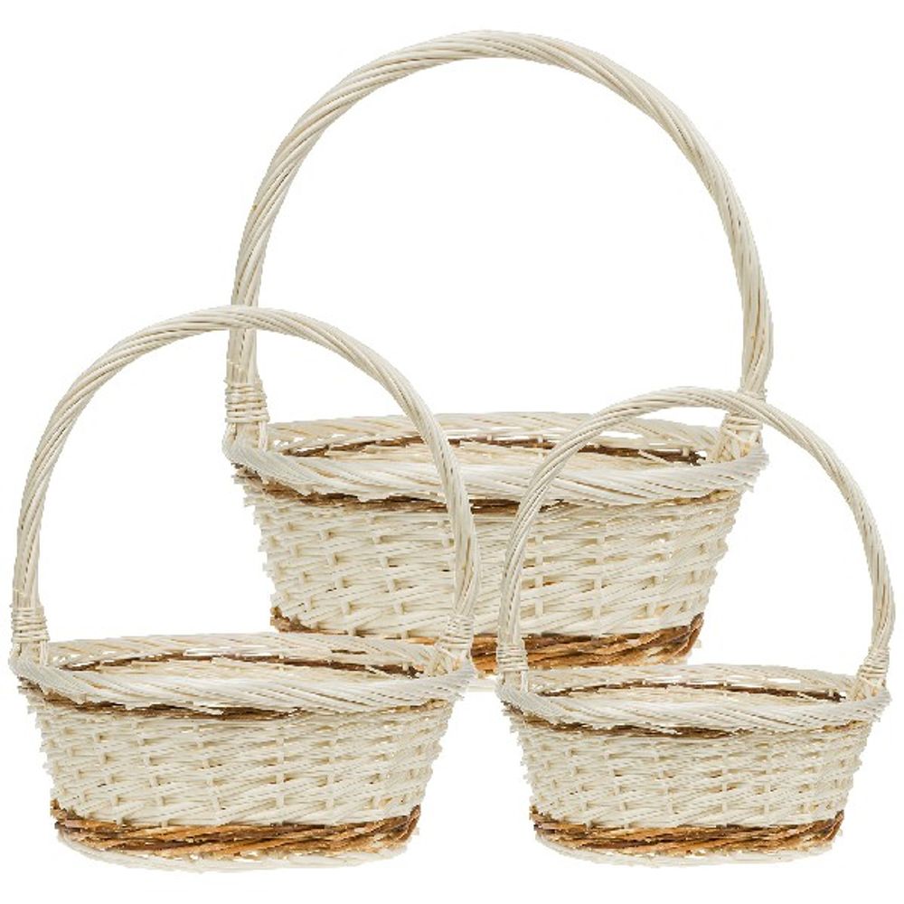 Набор корзин/3шт (ива) D43xH19/44см-D29xH13/34см (Натуральный)