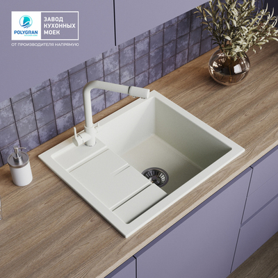 Мойка TOLERO R-107 белый №923 (туман), смеситель DORADO белый №923 (туман)