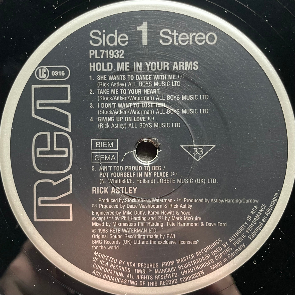 Rick Astley - Hold Me In Your Arms (Германия 1988г.)