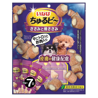 QDS-183 INABA Churu Bee Запеченные трубочки для собак Куриное филе для красоты кожи и шерсти 10г(1шт)