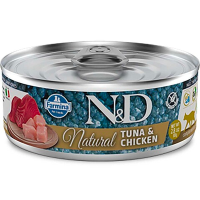 Farmina Cat N&D Natural Tuna&Chicken 80г - консервы для кошек (тунец и курица)