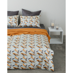 Комплект постельного белья из сатина темно-серого цвета в принтом birds of nile из коллекции wild, 150х200 см