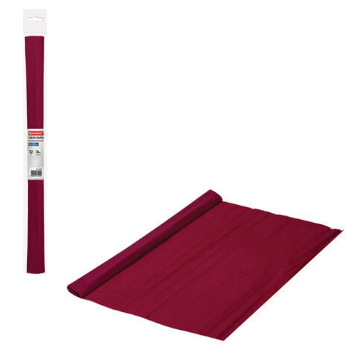 Бумага гофрированная (креповая) ПЛОТНАЯ, 32 г/м2, бордовая, 50х250 см, в рулоне, BRAUBERG, 112523