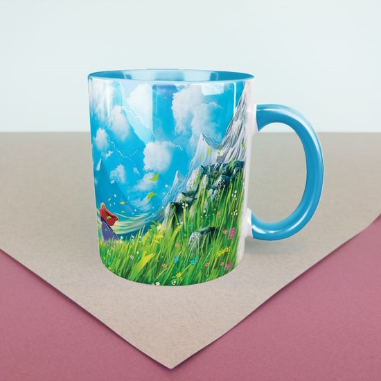 Кружка керамическая объем 330мл, "Потрясающий мир Хаула", (голубая)