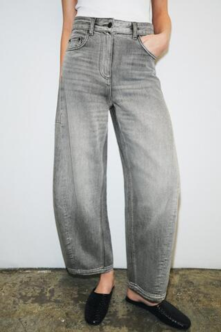 ZARA ДЖИНСЫ ZW COLLECTION ANKLE BALLOON СО СРЕДНЕЙ ПОСАДКОЙ, СЕРЫЙ