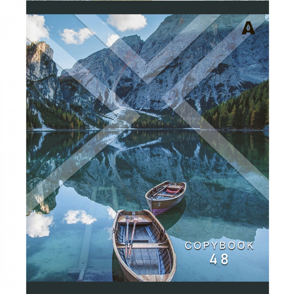 Тетрадь 48л., А5, клетка, Alingar "Необычный пейзаж", скрепка, мелованый картон ( стандарт), блок офсет, 5 дизайнов в пленке т/у