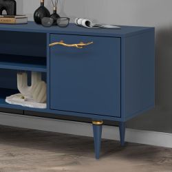 Тумба под ТВ Арт Колор matte 117см Классик Голд Королевский синий матовый