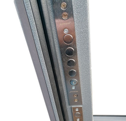 Входная металлическая дверь  с зеркалом RеX (РЕКС) 22 Бетон темный / ФЛ-117 Орех итальянский