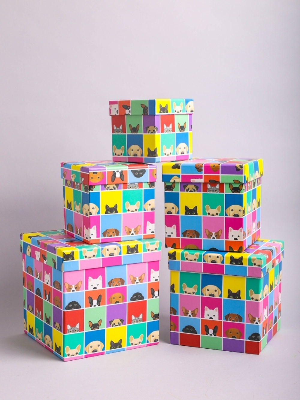 Коробка квадрат животные 15х15х15см