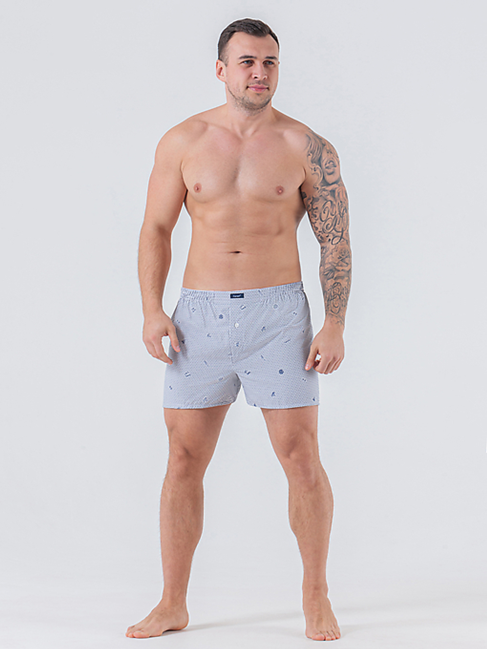 Трусы мужские боксеры темно-синий мелкая клетка