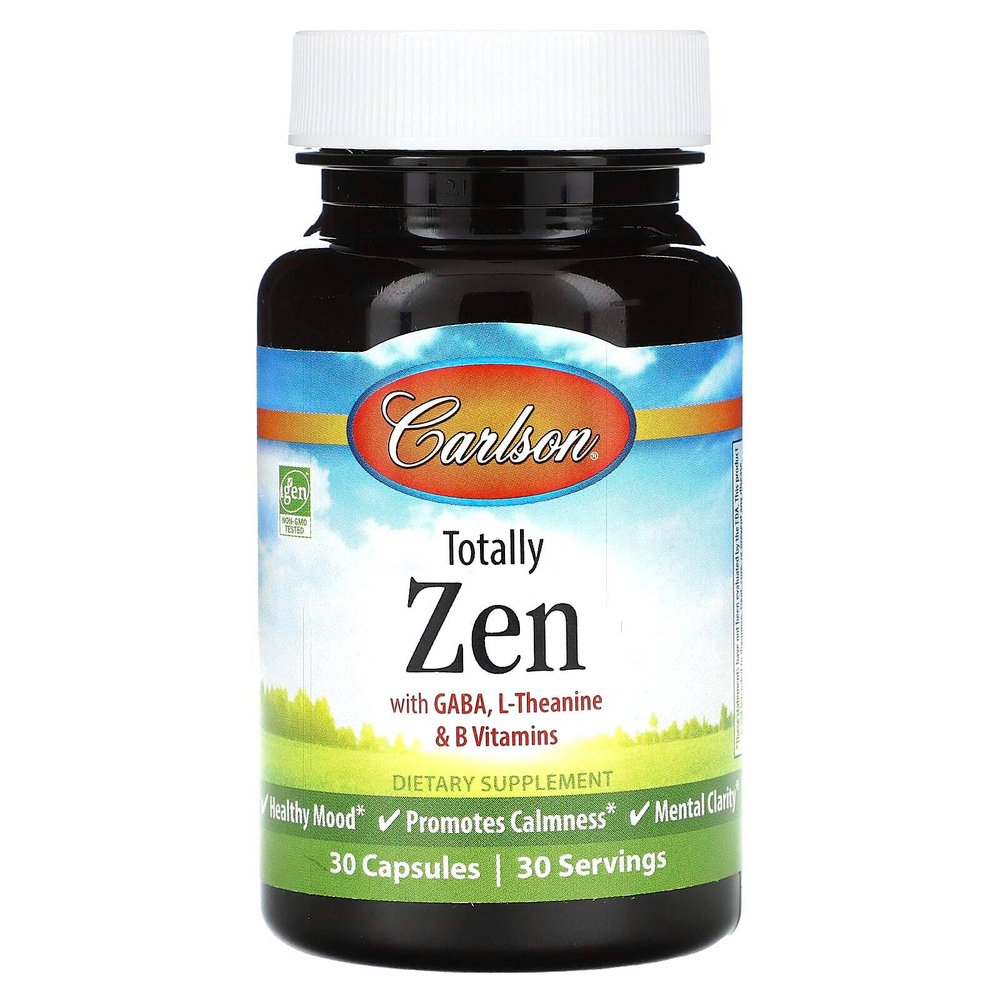 Carlson, Totally Zen с ГАМК, L-теанином и витаминами группы B, 30 капсул