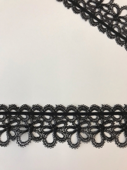 тесьма плетеная, черная, 5,0см, ромашки AF1232