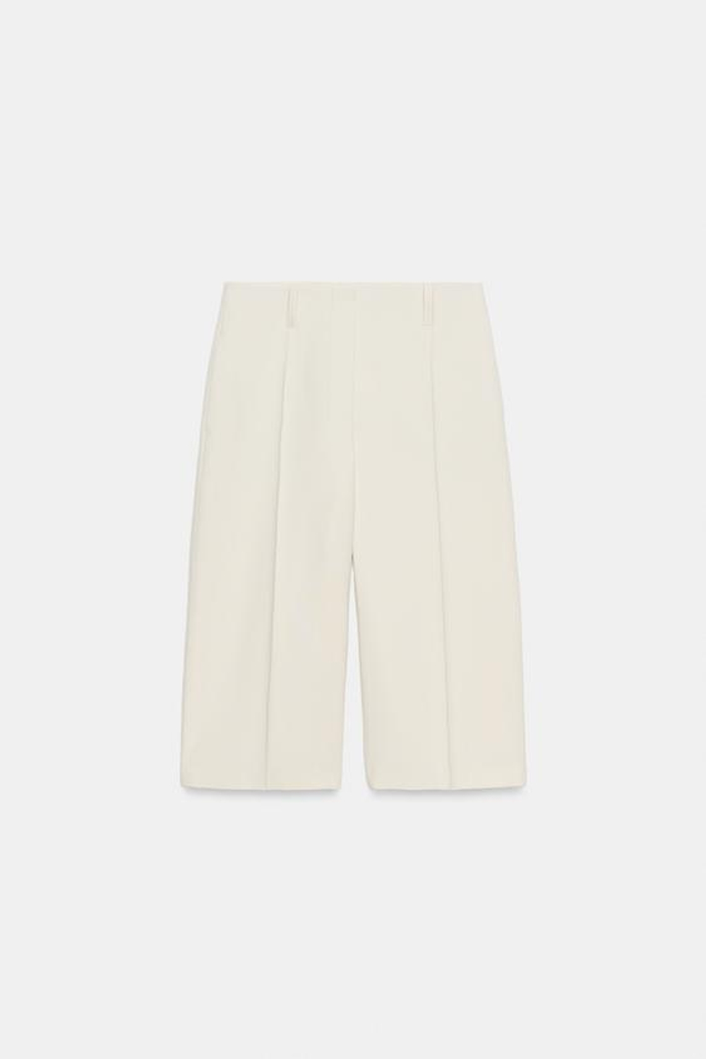 ZARA ПРЯМЫЕ ШОРТЫ С ЗАЩИПАМИ — ZW COLLECTION, БЕЖЕВЫЙ