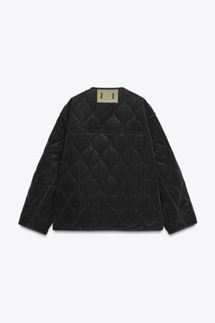 ZARA ДВУСТОРОННЯЯ СТЕГАНАЯ КУРТКА — ZW COLLECTION, ЧЕРНЫЙ/ЗЕЛЕНЫЙ