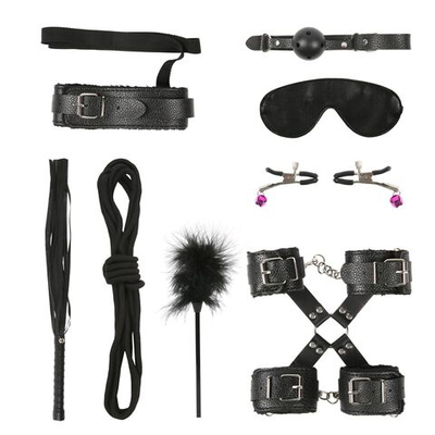 Стильный набор из 10 черных BDSM-девайсов (Цвет: черный)