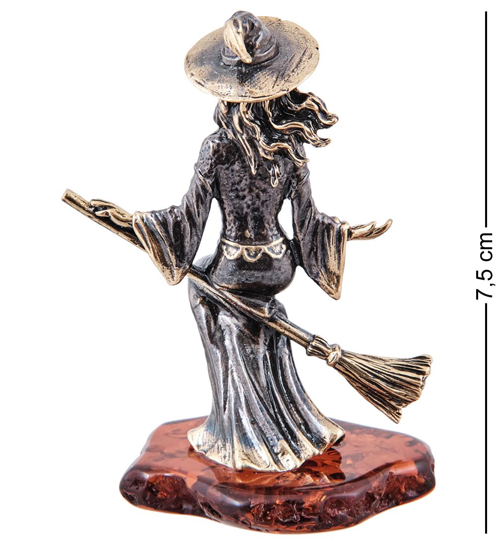 Народные промыслы AM-3945 Фигурка «Ведьмочка» (латунь, янтарь)
