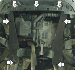 Защита картера Двигателя, КПП. 2 мм, Сталь. для Ford Mondeo III 2000-2007 MOTODOR.00709