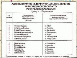 Карта Карагандинской области обновлённая, большая , настенная 2023 год
