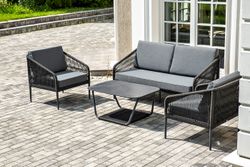 "Канны" лаунж-зона 4-местная плетеная из роупа (веревки), цвет темно-серый