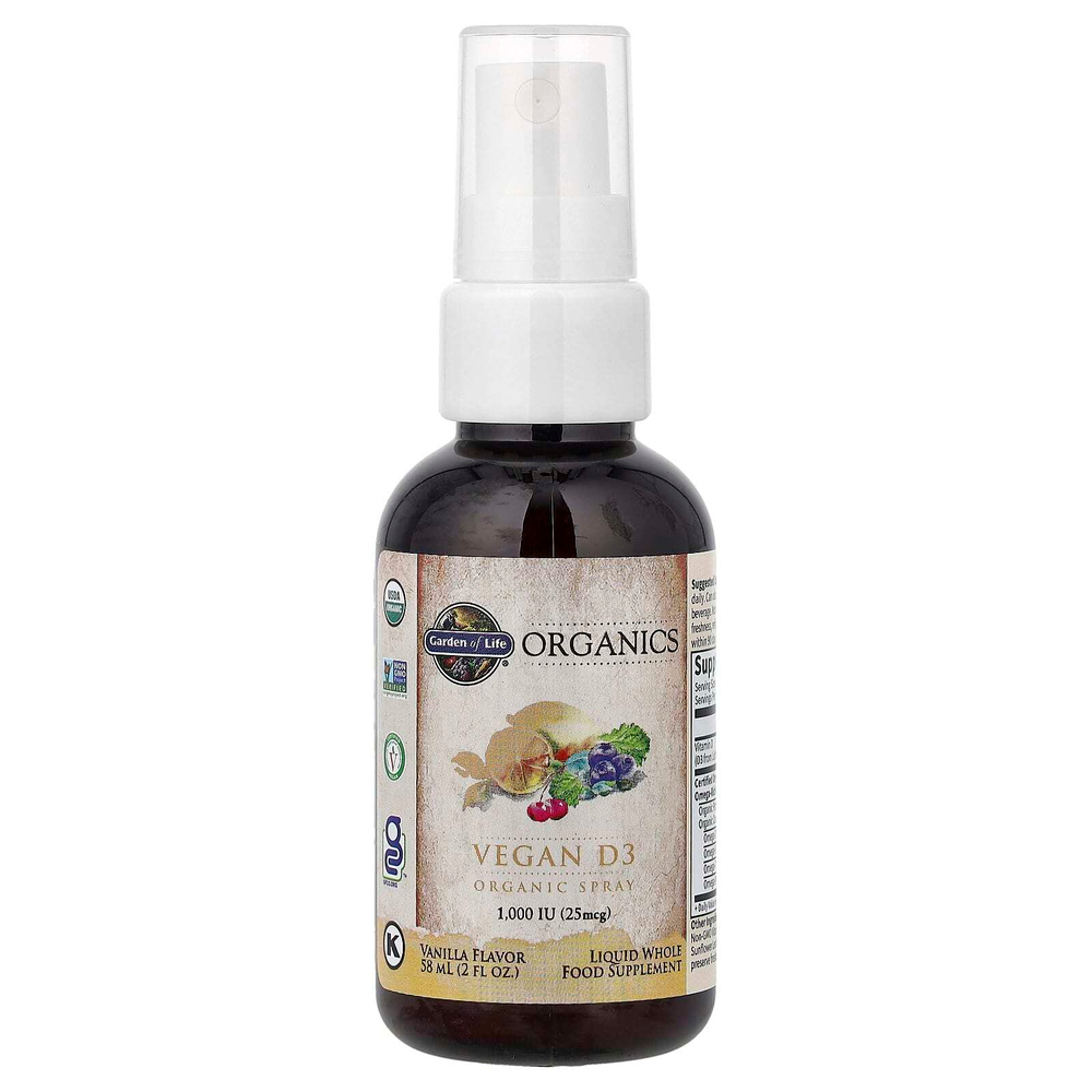 Garden of Life, веганский органический витамин D3, спрей, ваниль, 58 мл (2 жидк. унции)