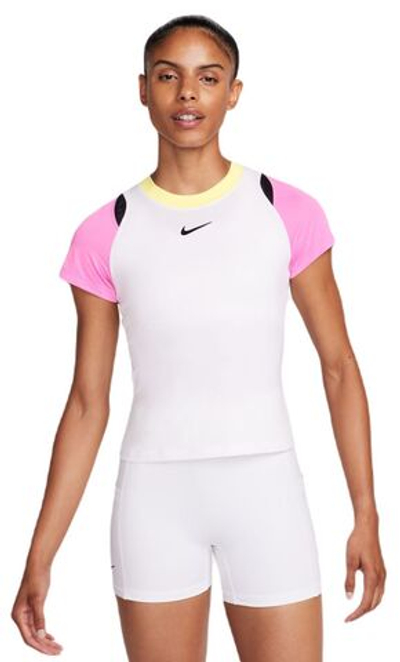 Женская теннисная футболка Nike Court Dri-Fit Advantage Top - white/playful pink/black/black