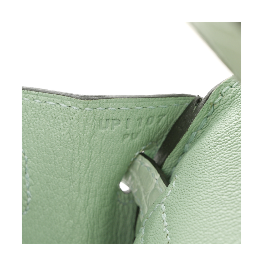 HERMÈS Birkin 25 Vert D’Eau из матовой кожи аллигатора, позолоченная фурнитура, «never worn»