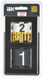 BRITE Рамка 2-местная РУ-2-2-Бр стекло черный матовый IEK