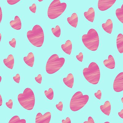 Розовые сердца на голубом фоне