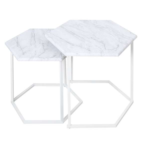 Стол журнальный МеталлАрт М003 белый мрамор/белый