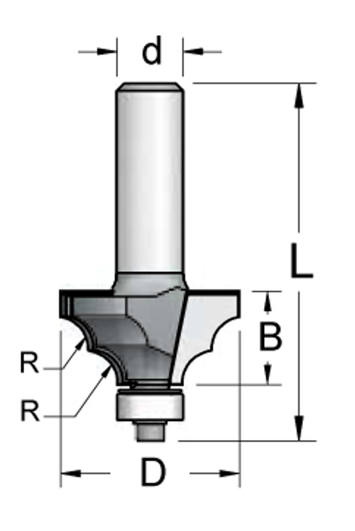 Фреза RL06002 профиль розетка R5,5 D35 B17 подшипник хвостовик 12