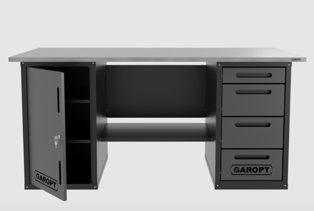 Верстак двухтумбовый дверь/4 ящиков, серый 1800*700 Garopt, GT1800DY4.grey