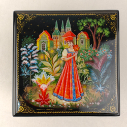 Шкатулка с росписью Палех "Аленький цветочек"