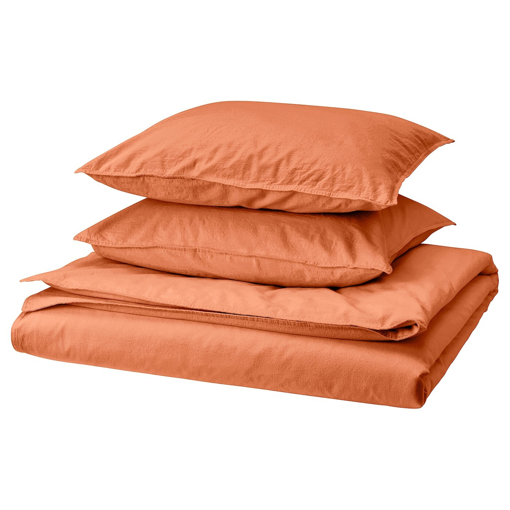 IKEA ÄNGSLILJA  (ИКЕА ÄНГСЛИЛЙА)  -  Пододеяльник и 2 наволочки, красно-коричневый, 200x200/50x60 см