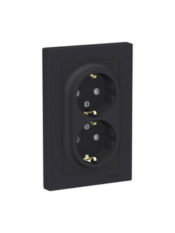 Розетка 2-м СП AtlasDesign 16А IP20 с заземл. защ. шторки в сборе карбон SE ATN001026