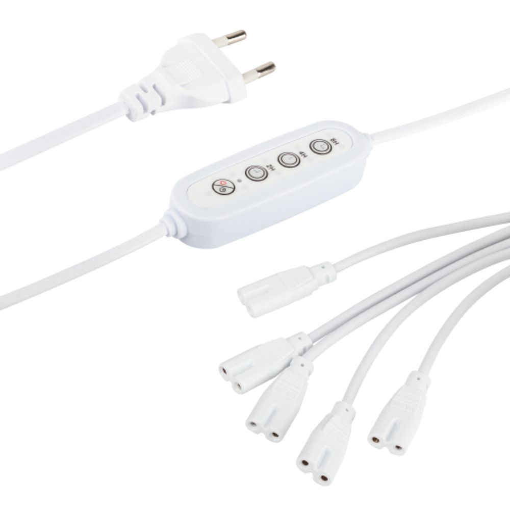 Разветвитель сетевой для линейных светильников ЭРА 5х IEC C7 2pin+timer на 5 точек с таймером 4, 8, 12H 2 м