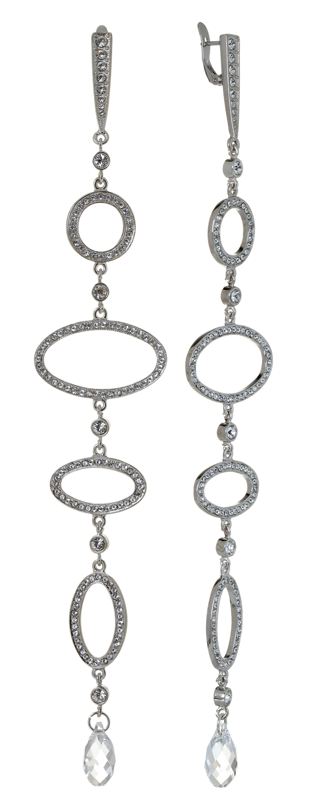 "Андрада" серьги в родиевом покрытии из коллекции "Алмазный фонд" от Jenavi c английским замком